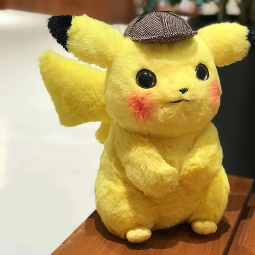 Boneco Detetive Pikachu Pelúcia 28cm Brinquedo Pokemon 467